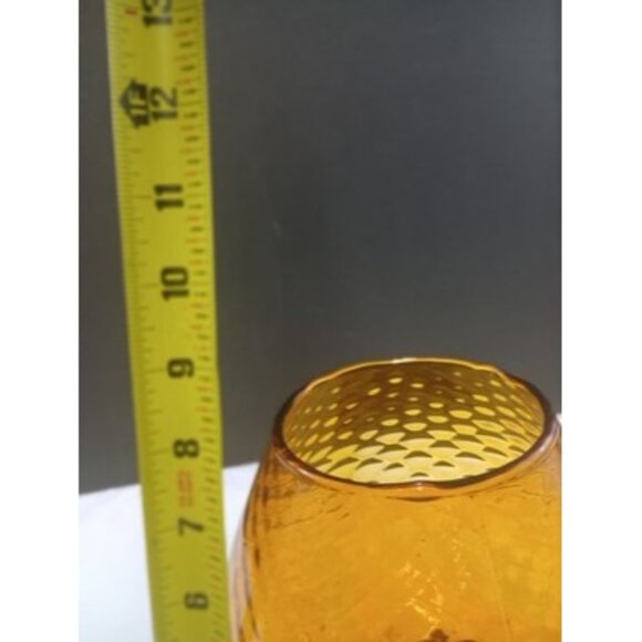 Empoli Amber Art Glass Vase/Candle Holder Signed Made In italy - Picture 6 of 7